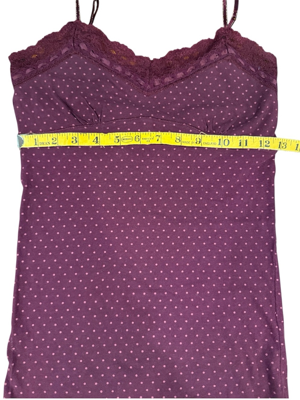 American Eagle Outfitters Burgundy Polka Dot Lace Trim Cami - Picture 8 of 10